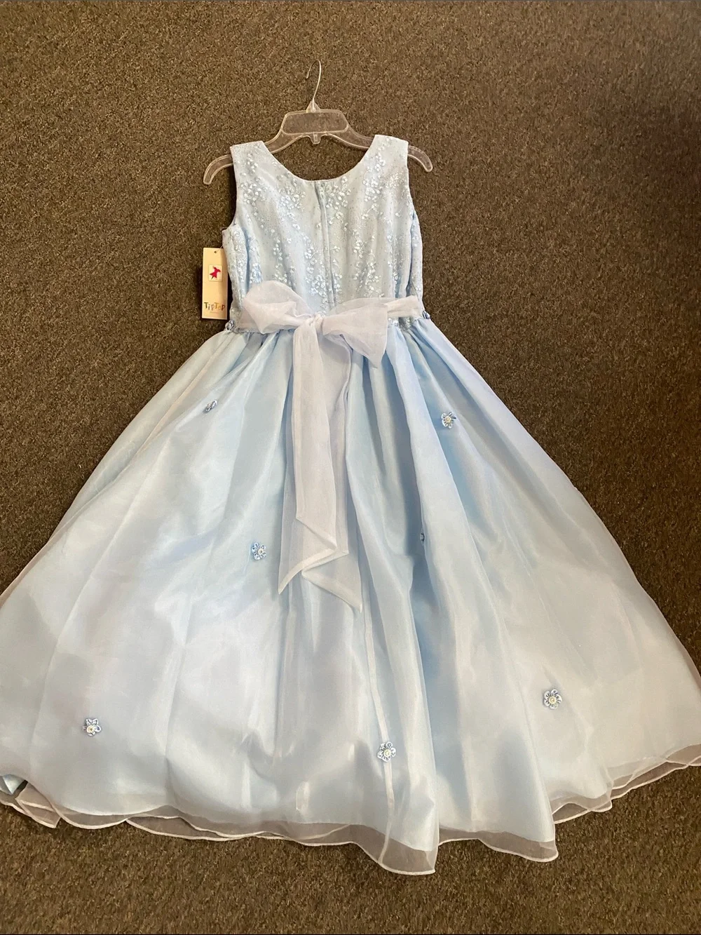 Classic Light Blue Beaded Girls' Formal Dress